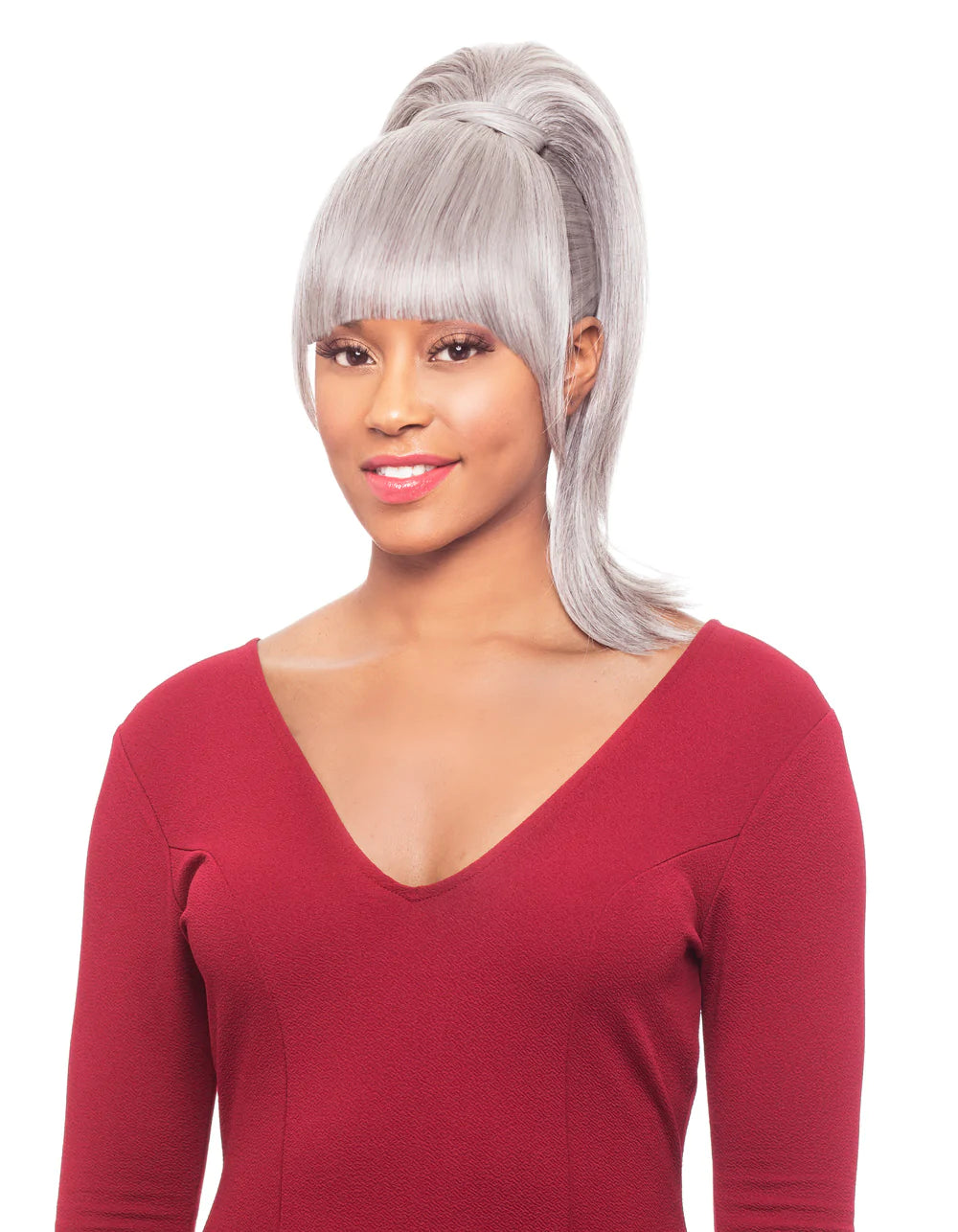 Alicia Foxy Silver Synthetic Ponytail Bang And Drawstring Set - DUET01 - 14651