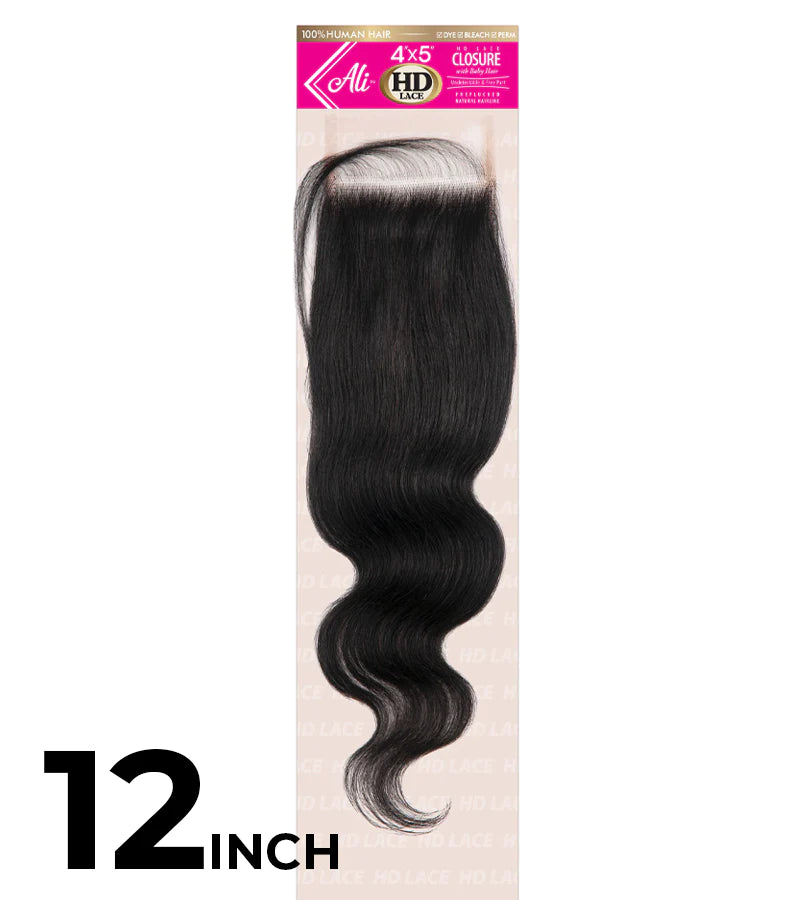 New Born Free BRAZILIAN BUNDLE HD 4X5 LACE CLOSURE-BODY WAVE 12