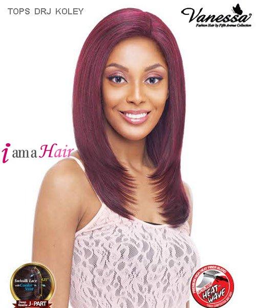 Vanessa TOPS DRJ KOLEY - Synthetic Deep Reverse J-Side Swiss Silk Lace Front Wig