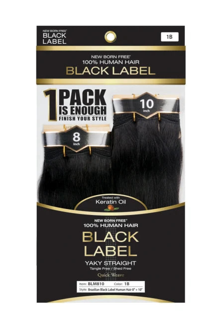 New Born Free Brazilian Black Label Human Hair Multi 8 &10 - BLM810